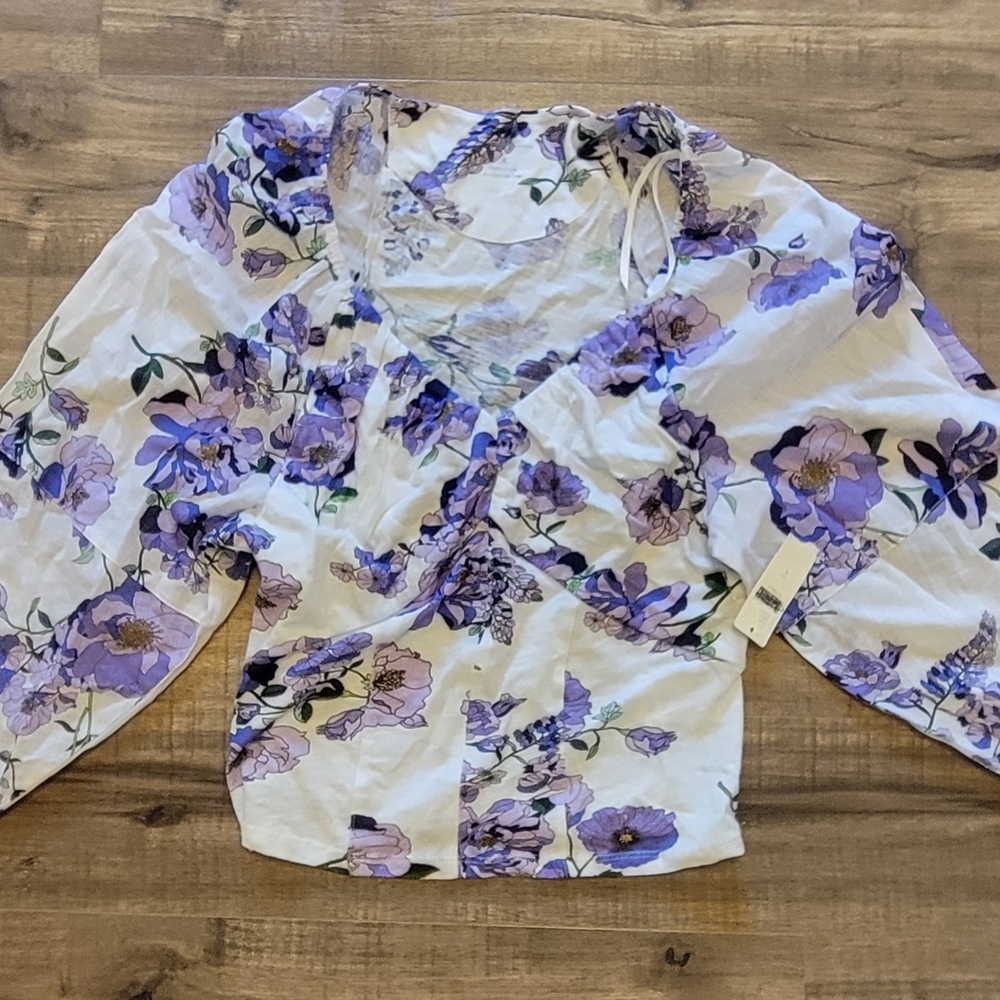 Anthropologie Purple and Green Floral Fabric